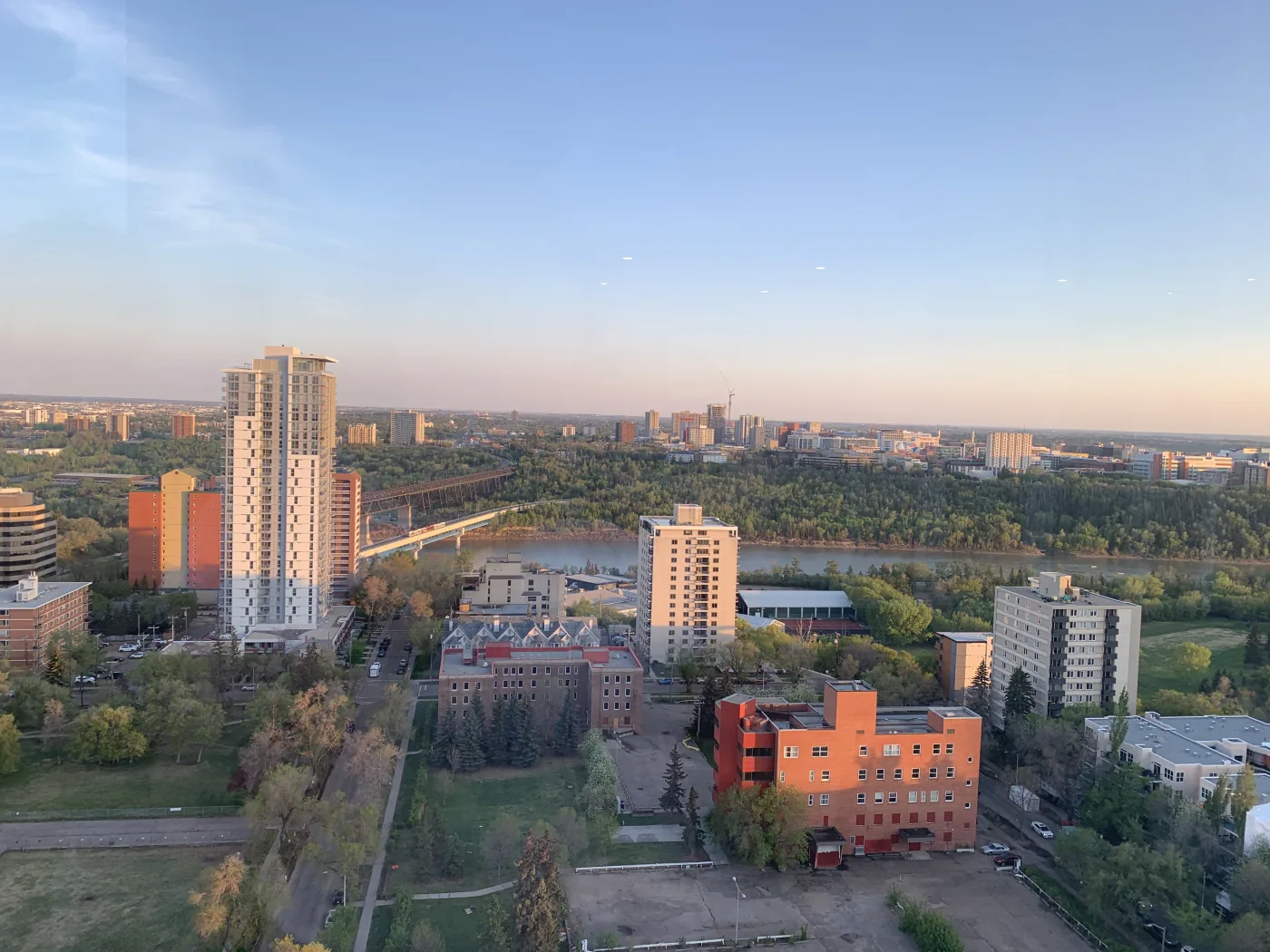 Edmonton cityscape and the North Saskatchewan River near the University of Alberta